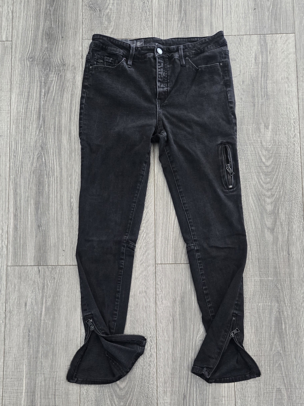 A|X Armani Exchange Super Skinny Jeans 31 Black Ankle Zip Moto Denim